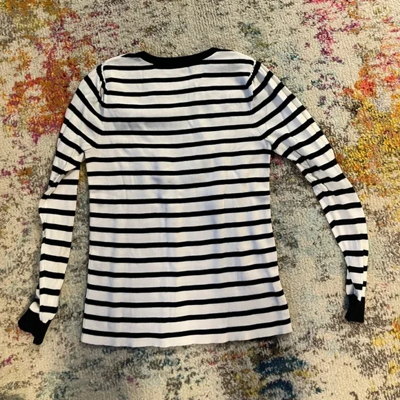 LOFT striped sweater with floral accent. Size S - Picture 3 of 3
